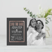 Faire-Part de Mariage Chic en Faux Or Rose (Debout devant)