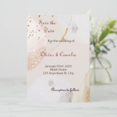 Faire-part de mariage chic en marbre blanc et or (Debout devant)