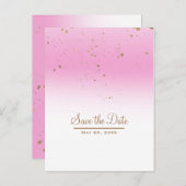 Faire-part de mariage chic et moderne rose et or (Devant / Derrière)