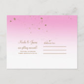 Faire-part de mariage chic et moderne rose et or (Dos)