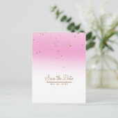Faire-part de mariage chic et moderne rose et or (Debout devant)