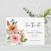 Faire-part de mariage chic et photo Rose élégante (Debout devant)