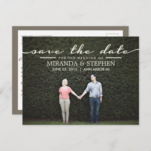 Faire-Part de Mariage Chic et Simple avec Photo "S (Devant / Derrière)