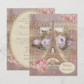 Faire-part de mariage chic minable de Tour Eiffel (Devant / Derrière)