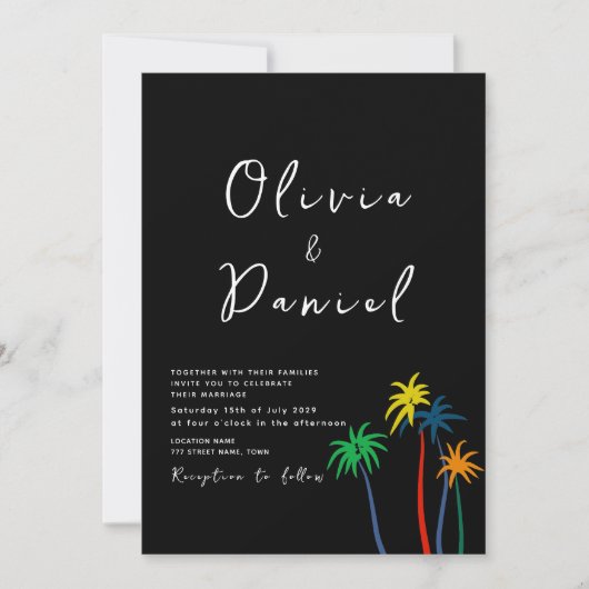 Faire-part de mariage chic moderne de plage (Devant)