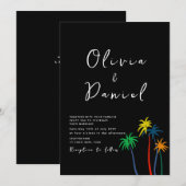 Faire-part de mariage chic moderne de plage (Devant / Derrière)