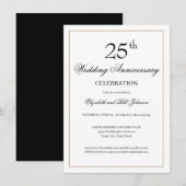 Faire-part de mariage chic noir 25 ans (Devant / Derrière)