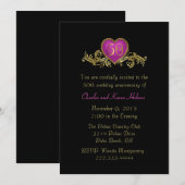 Faire-part de mariage chic noir et or pour noces d (Devant / Derrière)