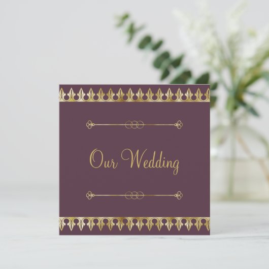Faire-part de mariage chic or (Debout devant)