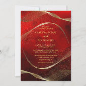 Faire-part de mariage chic pailleté or rose (Devant)