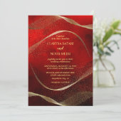 Faire-part de mariage chic pailleté or rose (Debout devant)