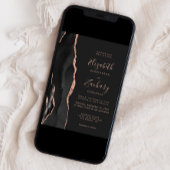 Faire-part de mariage chic rose gold agate noir