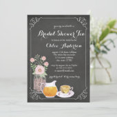 Faire-part de mariage Chic Teacup Chalkboard (Debout devant)