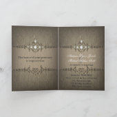 Faire-part de mariage chic vintage de paon (Intérieur)