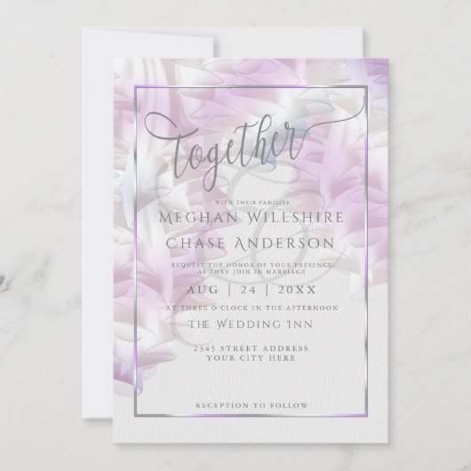 Faire-part de mariage | Chiffon Lilac Ombré Ruffle (Devant)