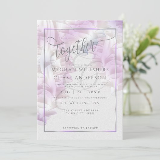 Faire-part de mariage | Chiffon Lilac Ombré Ruffle (Debout devant)