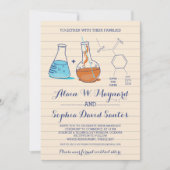 Faire-part de mariage chimie bleu et orange (Devant)