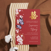 Faire-part de mariage chinois bilingue papillon