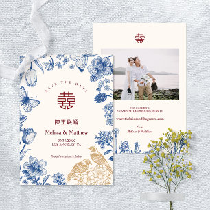 Faire-part de mariage chinois floral Magpie Photo