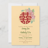 Faire-part de mariage chinois moderne Double Bonhe (Devant)