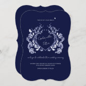 Faire-part de mariage Chinoiserie bleue (Devant / Derrière)