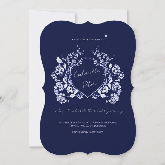 Faire-part de mariage Chinoiserie bleue (Devant)