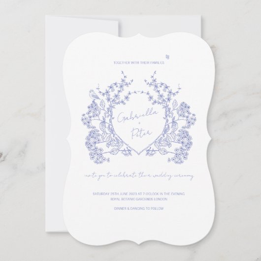 Faire-part de mariage Chinoiserie bleue (Devant)