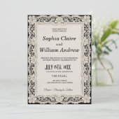 Faire-part de mariage Chocolate Black Lace Old Mon (Debout devant)