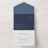 Faire-part de mariage chrétien bleu Croix Monogram (À l'intérieur)