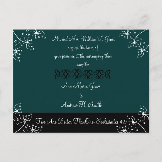 Faire-part de mariage chrétien Deep Teal (Devant)