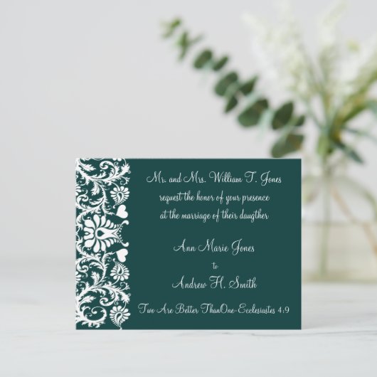 Faire-part de mariage chrétien Deep Teal (Debout devant)