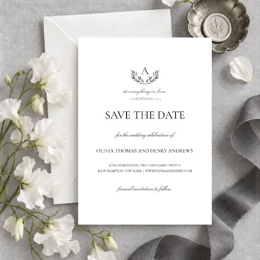 Faire-part de mariage chrétien d'Olivia avec monog