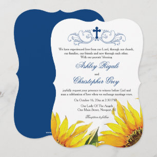 Faire-part de mariage chrétien - Fleurs de soleil