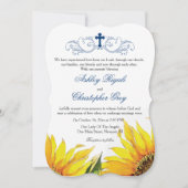 Faire-part de mariage chrétien - Fleurs de soleil (Devant)