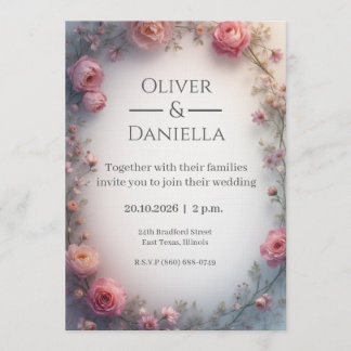 Faire-part de mariage chrétien floral minimaliste