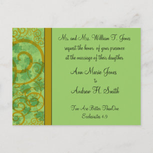 Faire-part de mariage chrétien irlandais bleu vert