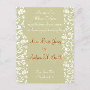 Faire-part de mariage chrétien orange blanc taupe