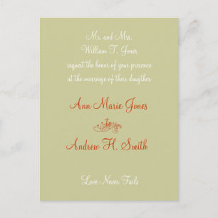 Faire-part de mariage chrétien orange blanc taupe