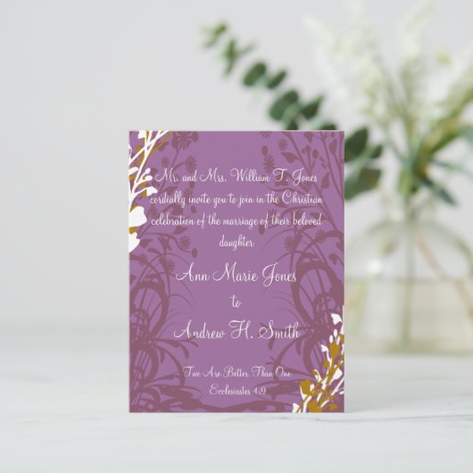 Faire-part de mariage chrétien Purple Elegance (Debout devant)