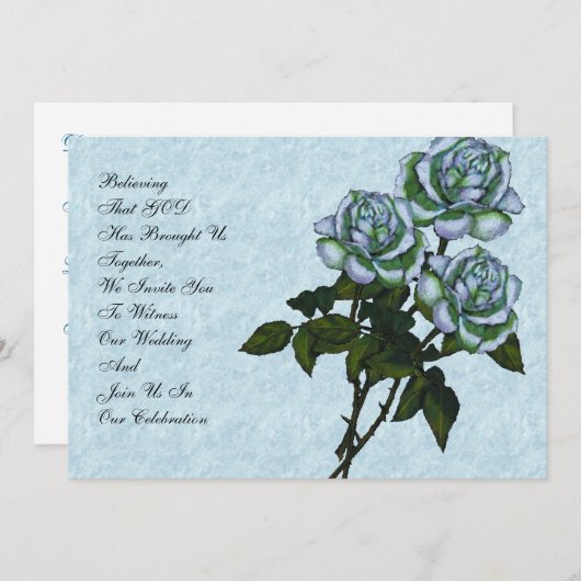 Faire-part de mariage chrétien : Trois Roses blanc (Devant / Derrière)