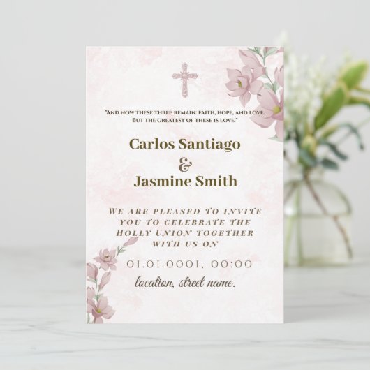 Faire-part de mariage chrétienne (Debout devant)