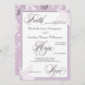 Faire-part de mariage chrétienne botanique pourpre (Devant / Derrière)