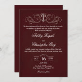 Faire-part de mariage chrétienne - Bourgogne et gr (Devant / Derrière)