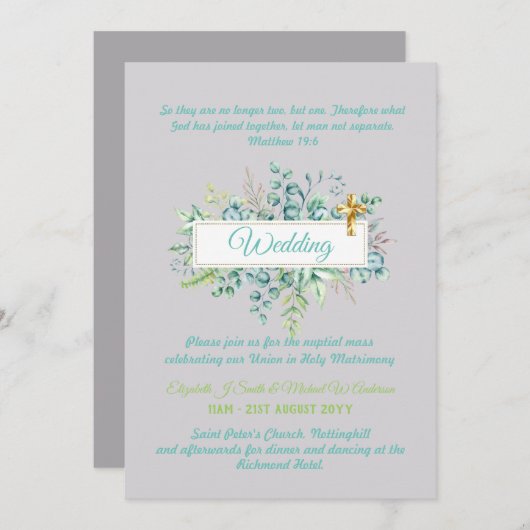 Faire-part de mariage chrétienne moderne (Devant / Derrière)