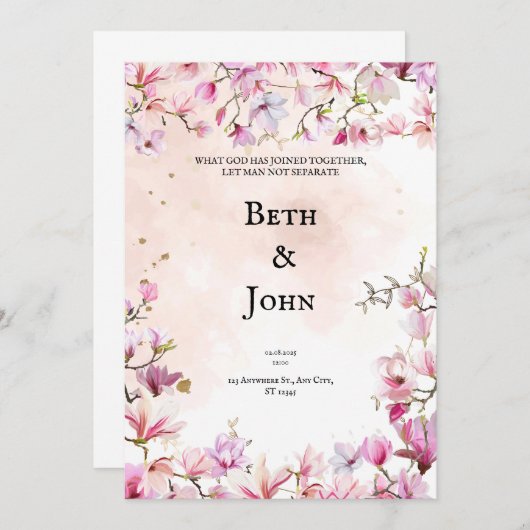 Faire-part de mariage chrétienne personnalisée (Devant / Derrière)