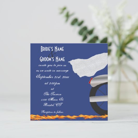 Faire-part de mariage Chrome et Lace Biker (Debout devant)