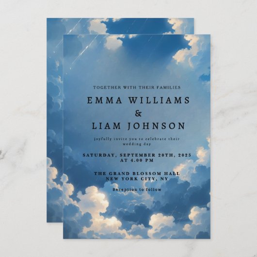 Faire-part de mariage ciel bleu paradisiaque (Devant / Derrière)