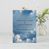 Faire-part de mariage ciel bleu paradisiaque (Debout devant)