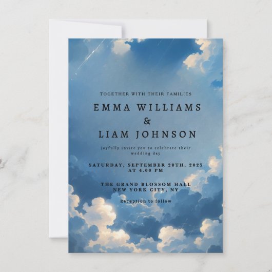 Faire-part de mariage ciel bleu paradisiaque (Devant)