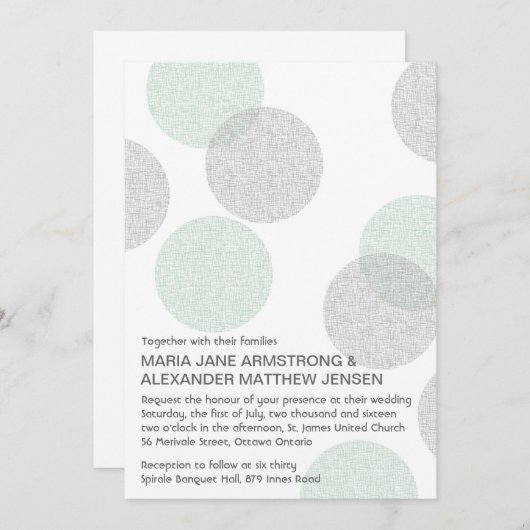 Faire-part de mariage circulaire de style Letterpr (Devant / Derrière)